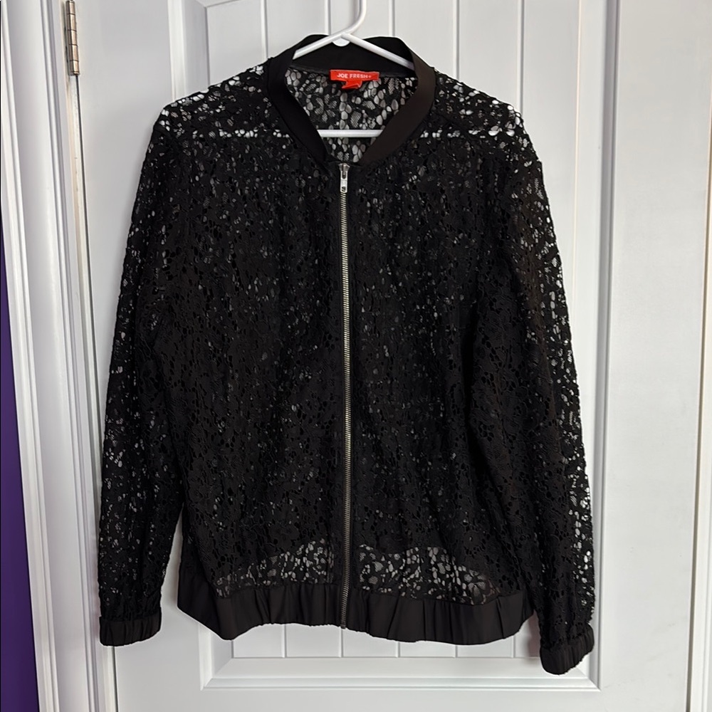 Joe Fresh Black Lace Bomber Jacket
